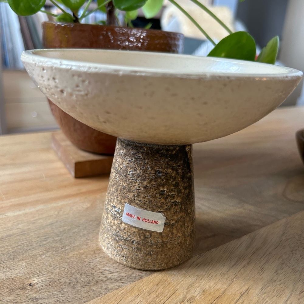 MCM stoneware pottery candleholder/vase/in Pieter Groeneveldt Style/Made Holland